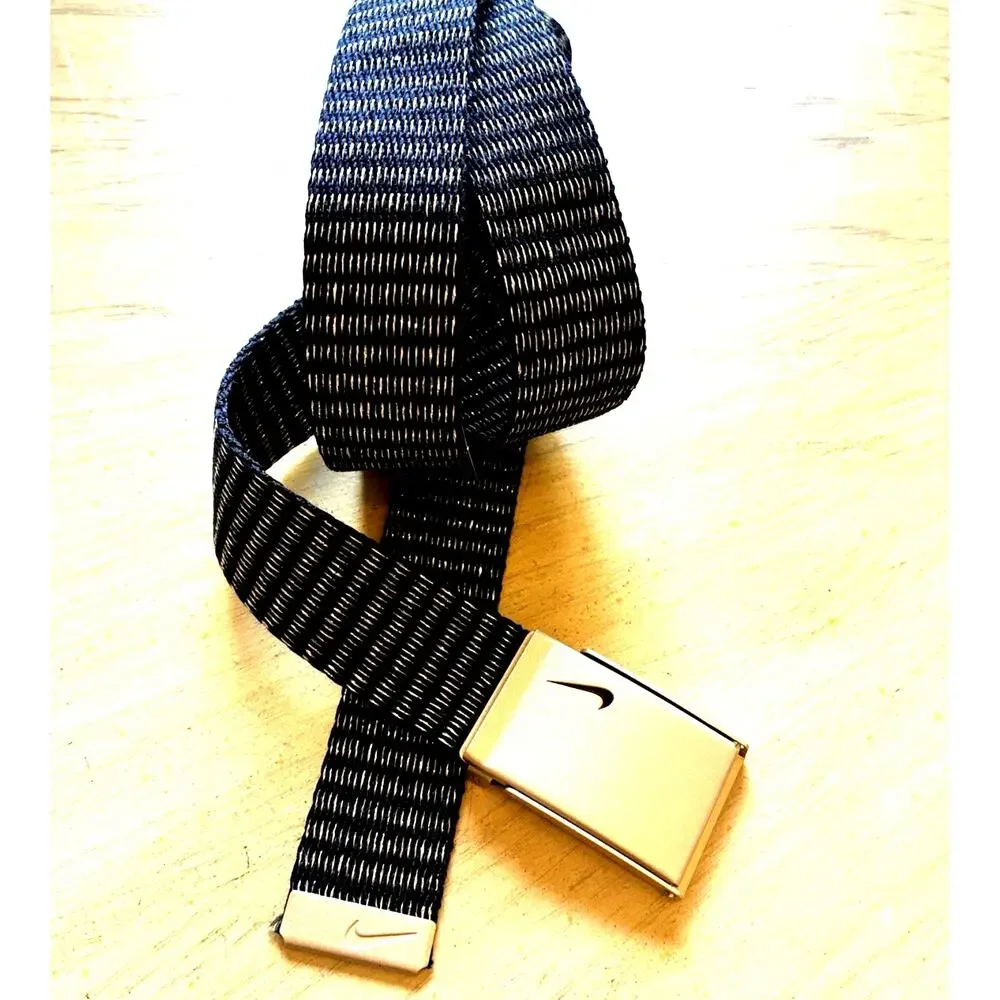 Nike Men's Golf Web Belt Black & Gold Reversible Adjustable Bottle Opener Buckle